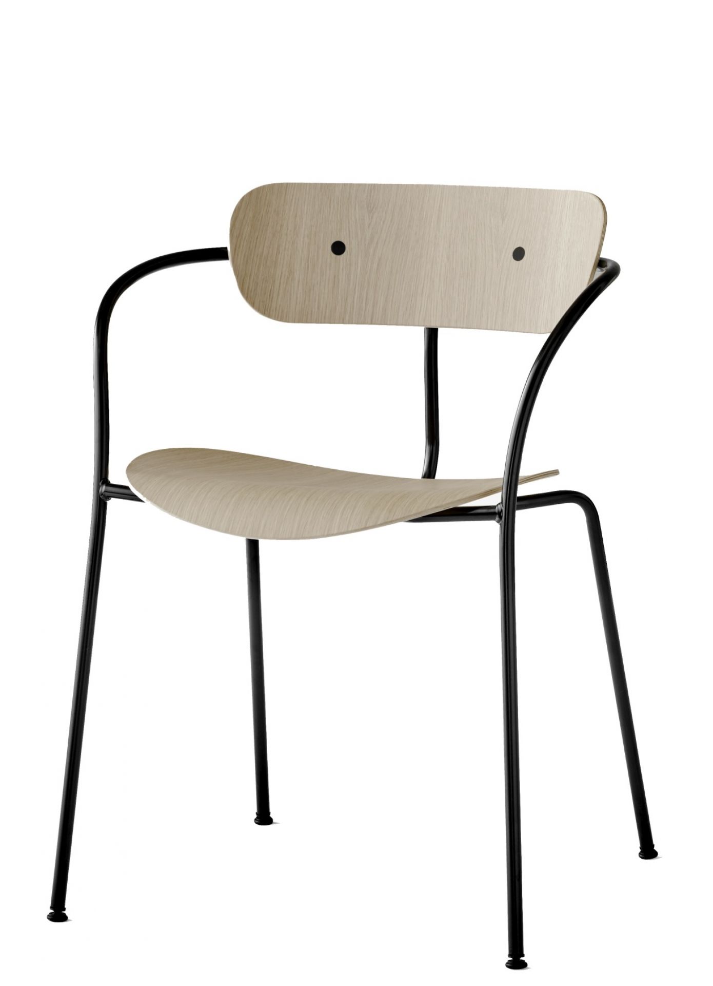 Pavilion Armchair Stuhl mit Armlehnen von AndTradition, Eiche natur und schwarzem Stahlgestell.